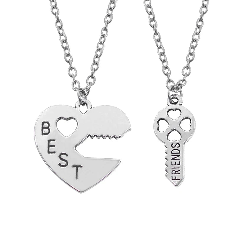 2pcs/set Splicing Necklace Necklace Heartbroken Pendant Necklace Men And Women Best Friends BFF Friendship Birthday Jewelry Gift