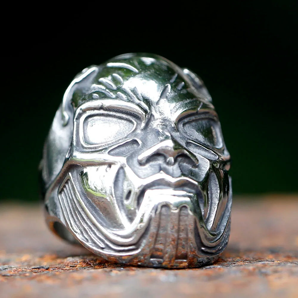 2023 Men's Flowers Skull Mask Ring Gothic 316L Stainless Steel Anel Motorcycle Band jewellery Party Halloween Gift free shipping