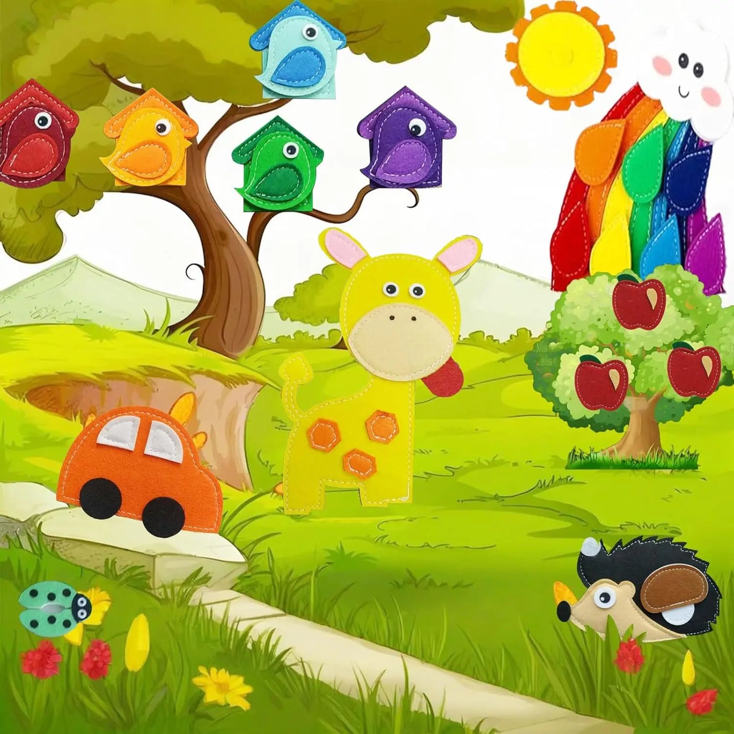 Early Education Enlightenment Busy Board Toys, Story Cloth Book, Colorful Fine Motor Skills Learning Toys, Travel Toys