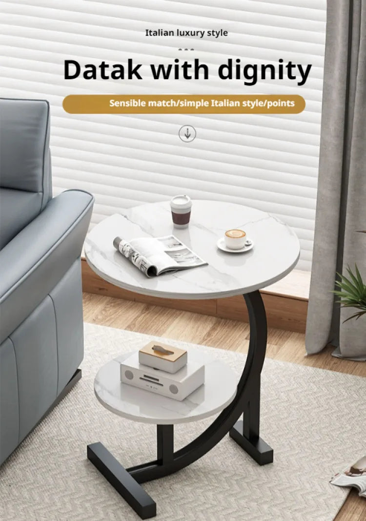 Household Mini Coffee Table Light Luxury Movable 2layer Sofa Side Table Bedside Storage Shelf Balcony Coffee Table Shelves