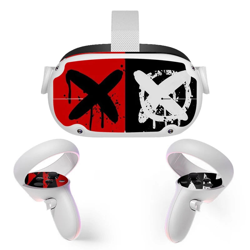 Sticker Vinyl Skin for Oculus Quest 2 VR Headset Controller  PVC Decals Halloween Pattern Wrap Cover for Meta Quest2 Accessories
