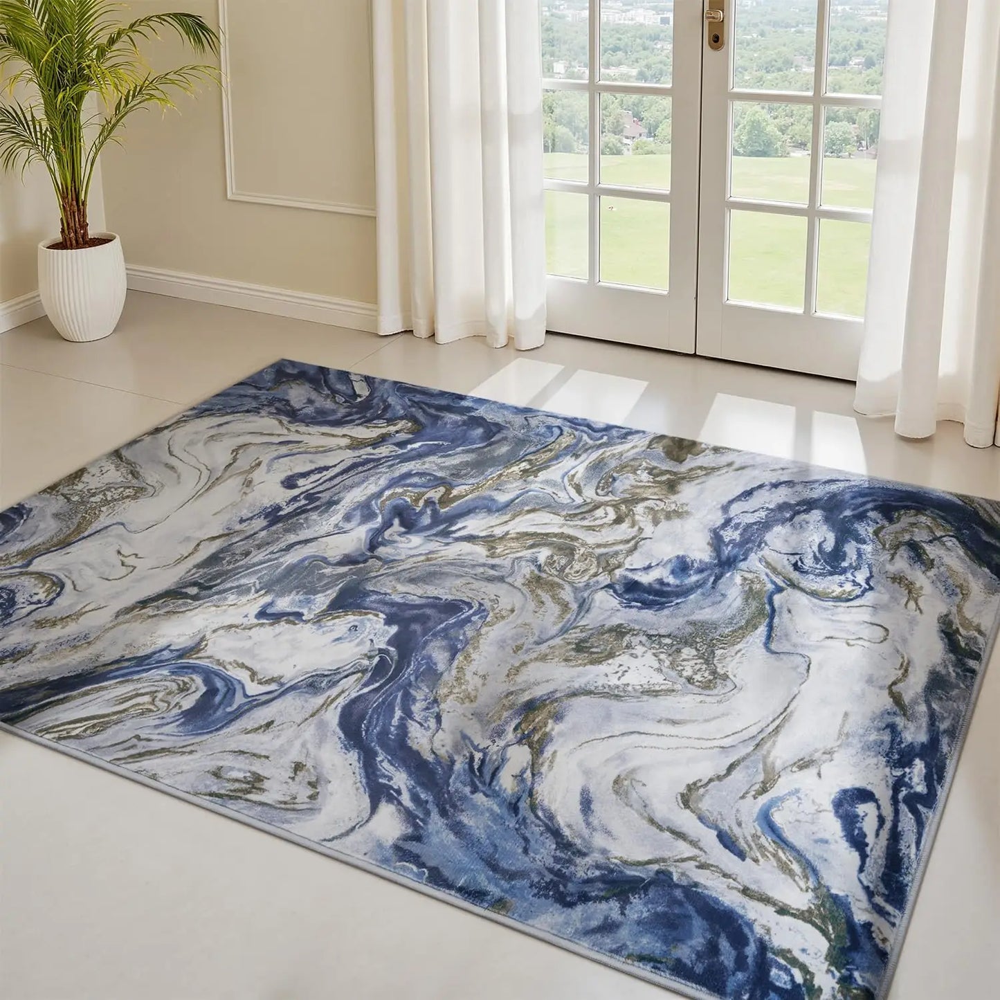 Area Rugs for Living Room, Modern Abstract Rug for Bedroom, Contemporary Machine Washable Rug, Large Stain Resistant Carpet