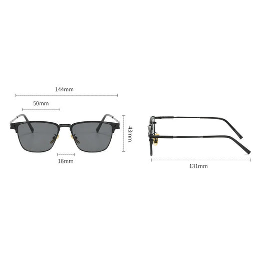 New Titanium Metal Square Sunglasses Half Frame Polarized Sunglasses Man Woman Luxury Brand Designer Sun Glasses Male Retro Rive