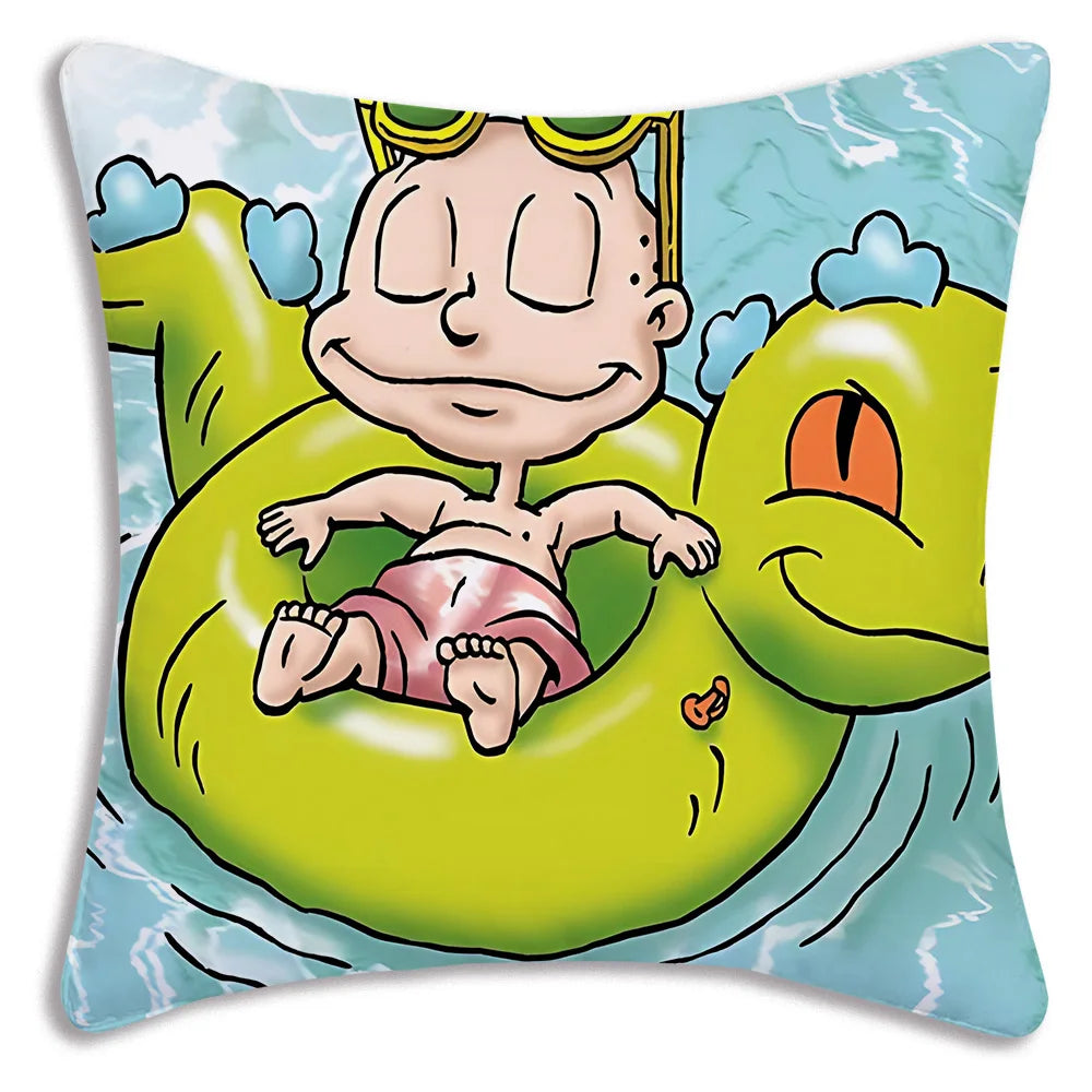 Cartoon Funny R-Rugrats Pillow Covers Cartoon Sofa Decorative Home Double-sided Printing Short Plush Cute Cushion Cover
