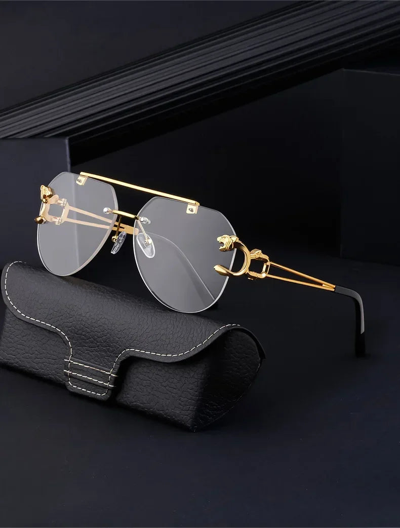 2024 Luxury Brand Sunglasses Men Retro Driving Sunglasses for Women Fashion Rimless Sun Glasses Uv400 Gafas De Sol Hombre