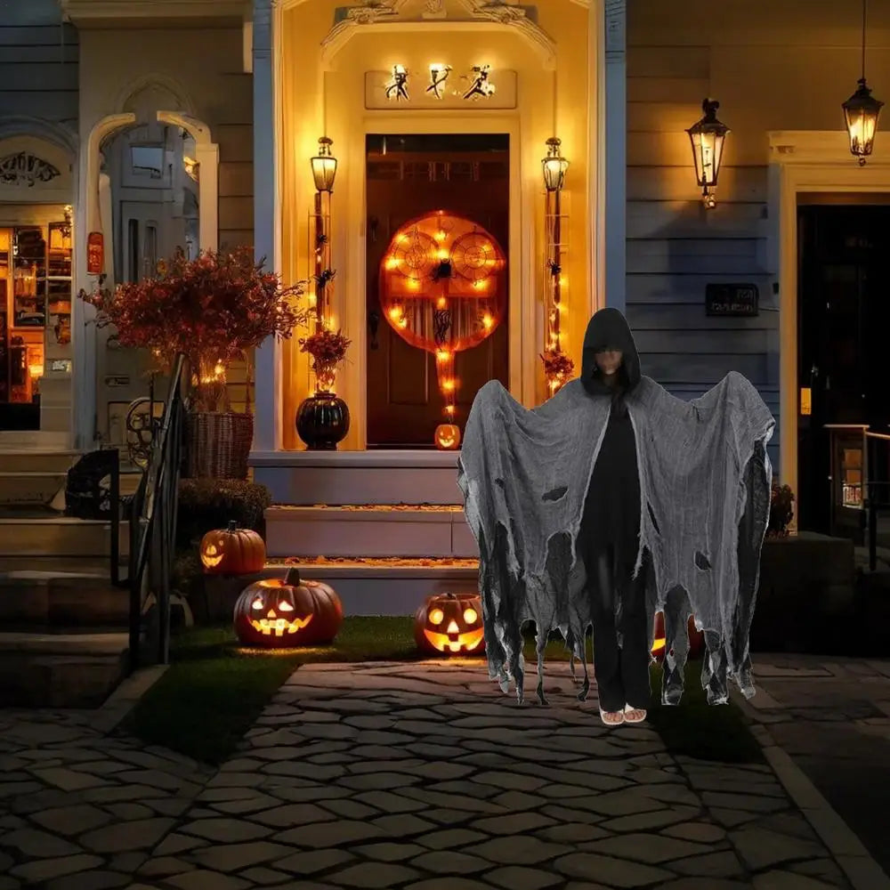 Halloween Ghost Dementors sorceress Cosplay Costume Gothic Zombie Tattered Hooded Capes Day Of The Dead Party Props Cloaks