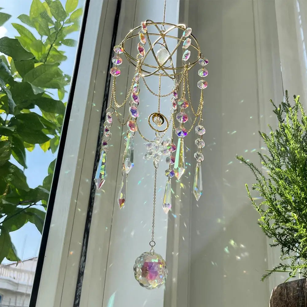Crystal Sun Catcher Hanging Crystals Stained Glass Sun-catcher Outdoor Decor Rainbow Maker Prism Garden Decoration