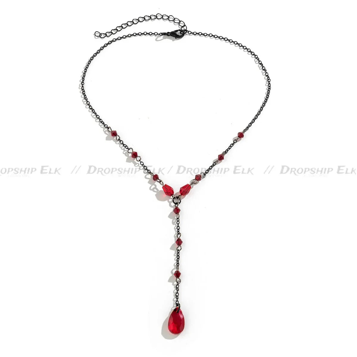 Black Water Drop Crystal Chest Chain Necklace for Women Collares Vintage Sexy Link Choker Y2K Halloween Jewelry Accessories