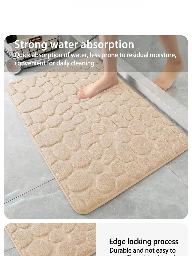 Pebble embossed bath blanket, memory foam absorbent floor mat, bathroom floor mat, anti-skid door blanket, indoor floor mat