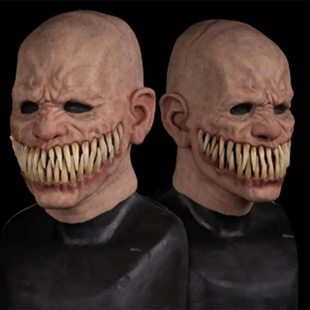 Creepy Mask Cospaly Horror Pointy Teeth Split Mouth Latex Helmet Halloween Carnival Dress Up Party Costume Props