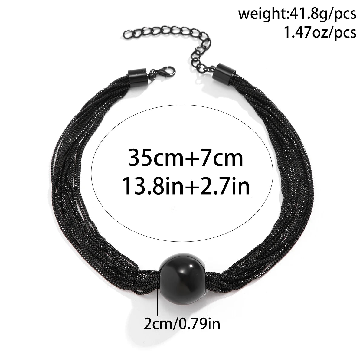 IngeSight.Z Gothic Multi Layered Mixed Color CCB Big Ball Choker Necklace Women Punk Black Box Chain Necklace Halloween Jewelry
