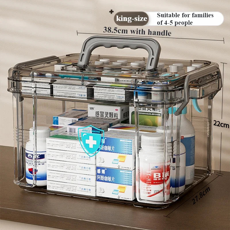 Household Medicine Box Large Plastics Simple Medical Kit Medical Care Drugs Storage Boxes Transparent Multi Layer Storage Box