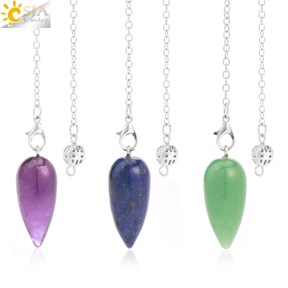 Healing Spiritual Crystal Pendulum Reiki Natural Stone Pendant Cone Penulum Pendulos for Dowsing Divination Healing Jewelry S962