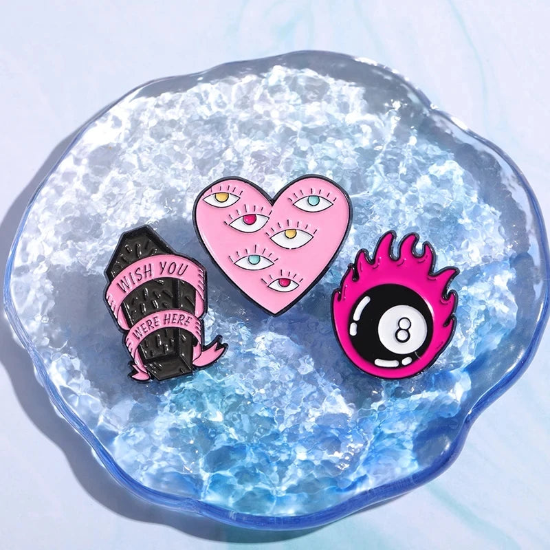 Halloween Horror Skull Enamel Pin Gothic Punk Grave Coffin Tomb Vampire Skeleton Brooches Lapel Badge Jewelry Gifts For Friends