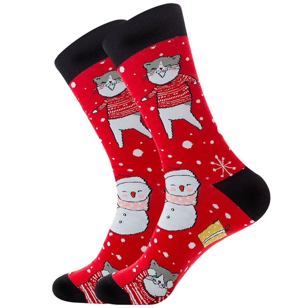 Men Women Socks Lover Christmas Halloween Celebrate Santa Elk Gift Party Biscuits Snow Happy Funny Tide Cotton Socks EU38-46