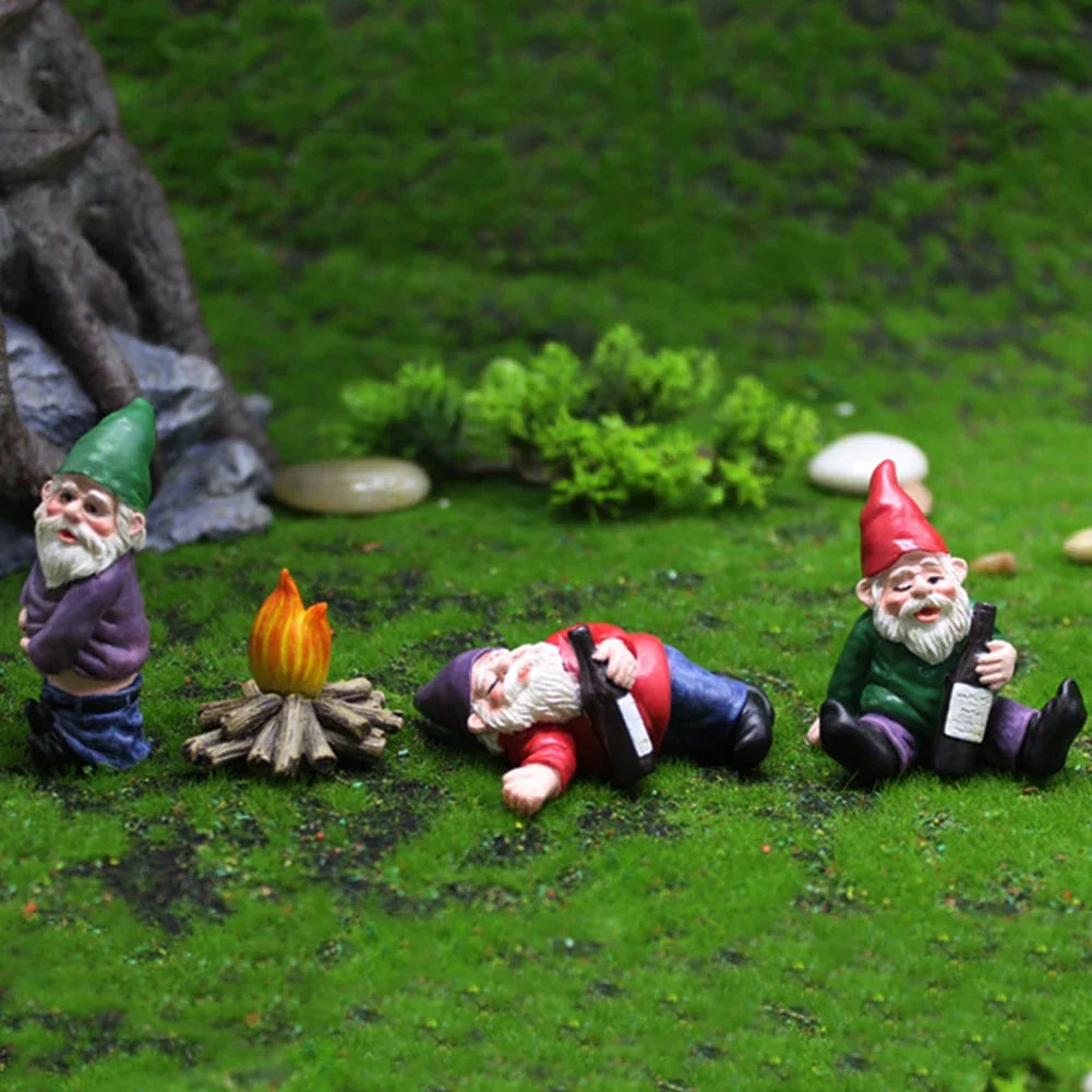 1pc Fairy Garden Drunk Gnomes Miniature Ornaments Set Mini Dwarf