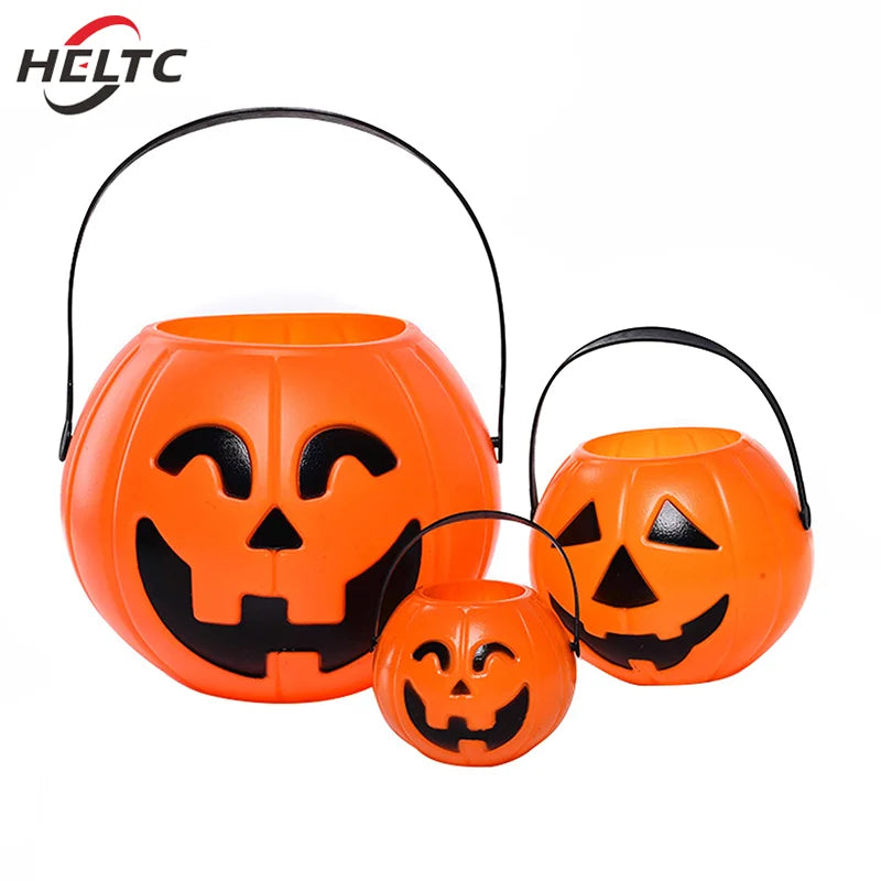 1pcs Pumpkin Bucket Halloween Candy Trick Or Treat Buckets Holder Pail Mini Basket Halloween Gift Home Decoration Props