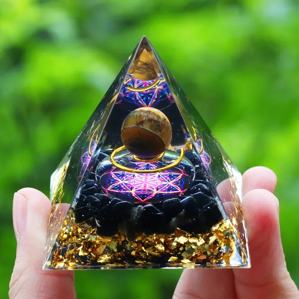 Crystals Stone Orgone Pyramid Energy Generator Natural Amethyst Peridot Reiki Chakra Meditation Tool Room Decor Christmas Gifts