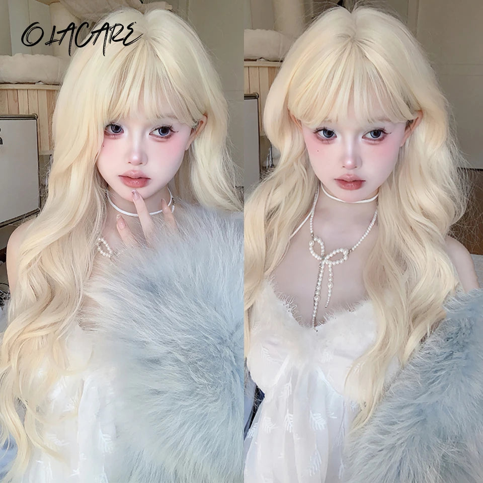 Synthetic Short Lolita Cosplay Christmas Halloween Bob Brown Blonde LM Wig With Long Curly Ponytail Natural Fake Hair for Women