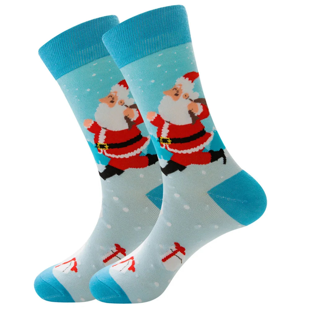 Men Women Socks Lover Christmas Halloween Celebrate Santa Elk Gift Party Biscuits Snow Happy Funny Tide Cotton Socks EU38-46