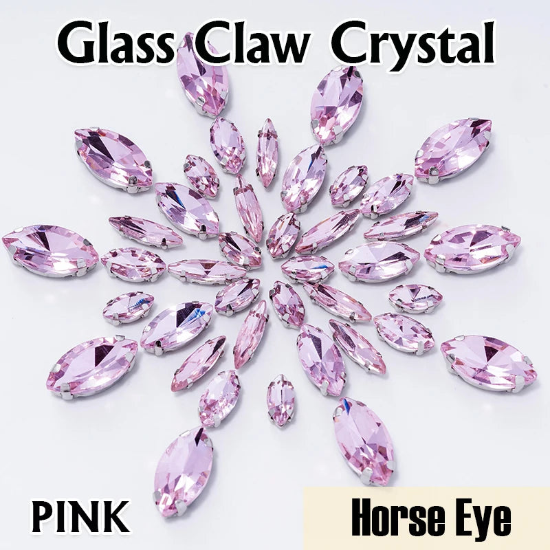 DUCrystal 50pcs/pack Mix Size Glass Crystal Sew On Rhinestones Flatback Rhinestones for Clothes Crafts Sewing Beads Decorations