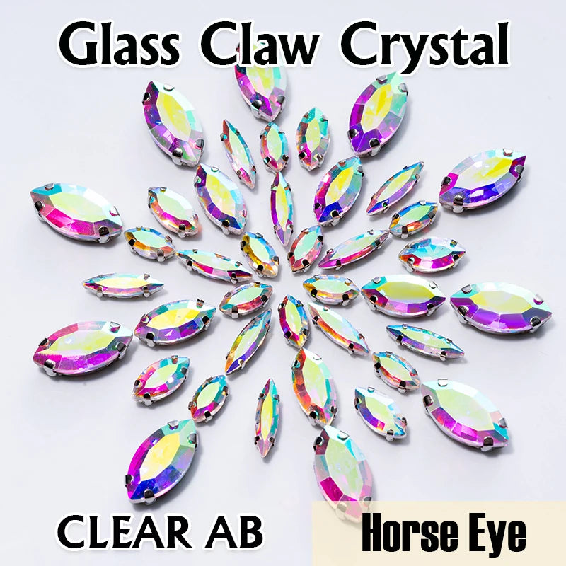 DUCrystal 50pcs/pack Mix Size Glass Crystal Sew On Rhinestones Flatback Rhinestones for Clothes Crafts Sewing Beads Decorations