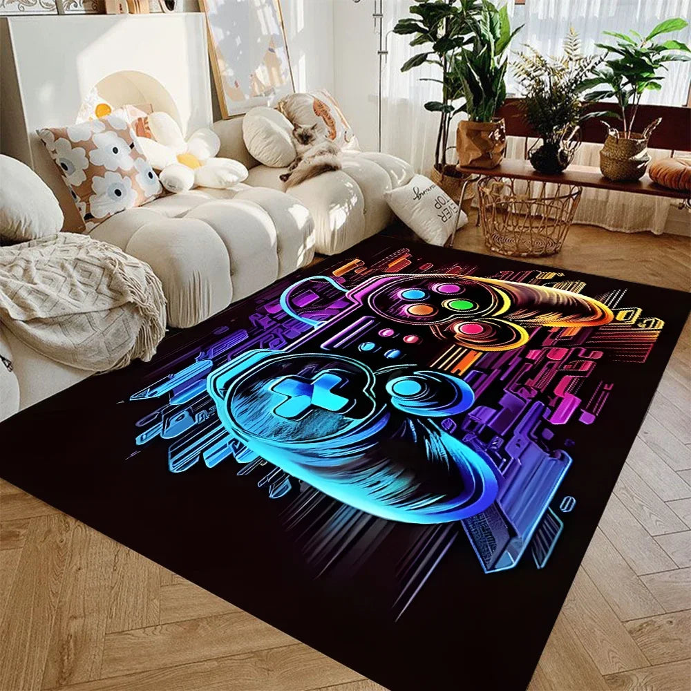Gaming Rug for Boys Room Gamer Rug with Controller Design Carpet for Game Room Bedroom Decor Non-slip Machine Washab Mat Doormat
