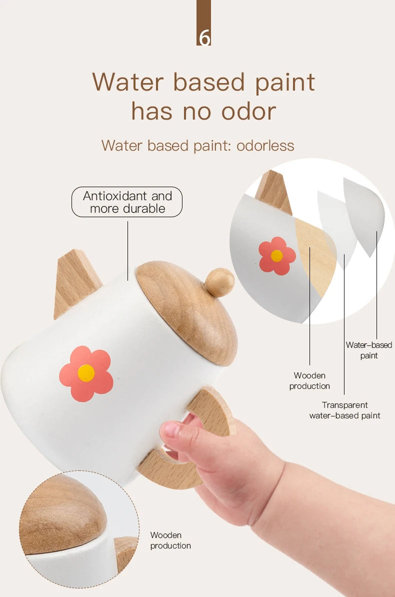 Kids Simulation Wooden Dessert Food Toys Kitchen Cookies Coffee Afternoon Tea Pretend Play Toys for Boy Girls Birthday Xmas Gift