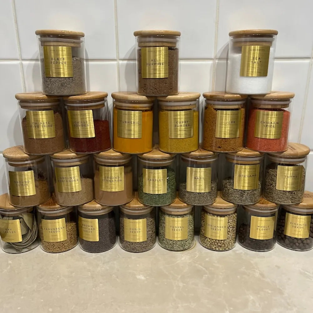 Waterproof Matt Vinyl, Personalized Pantry Labels, Basic,HERBS and Spices, Printed, Custom Labels