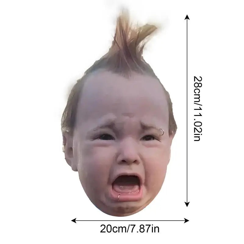 Halloween Realistic Headgear Latex Head Masks Cry Baby Headgear Latex Head Cover Halloween Party Cosplay Costume Props Decor