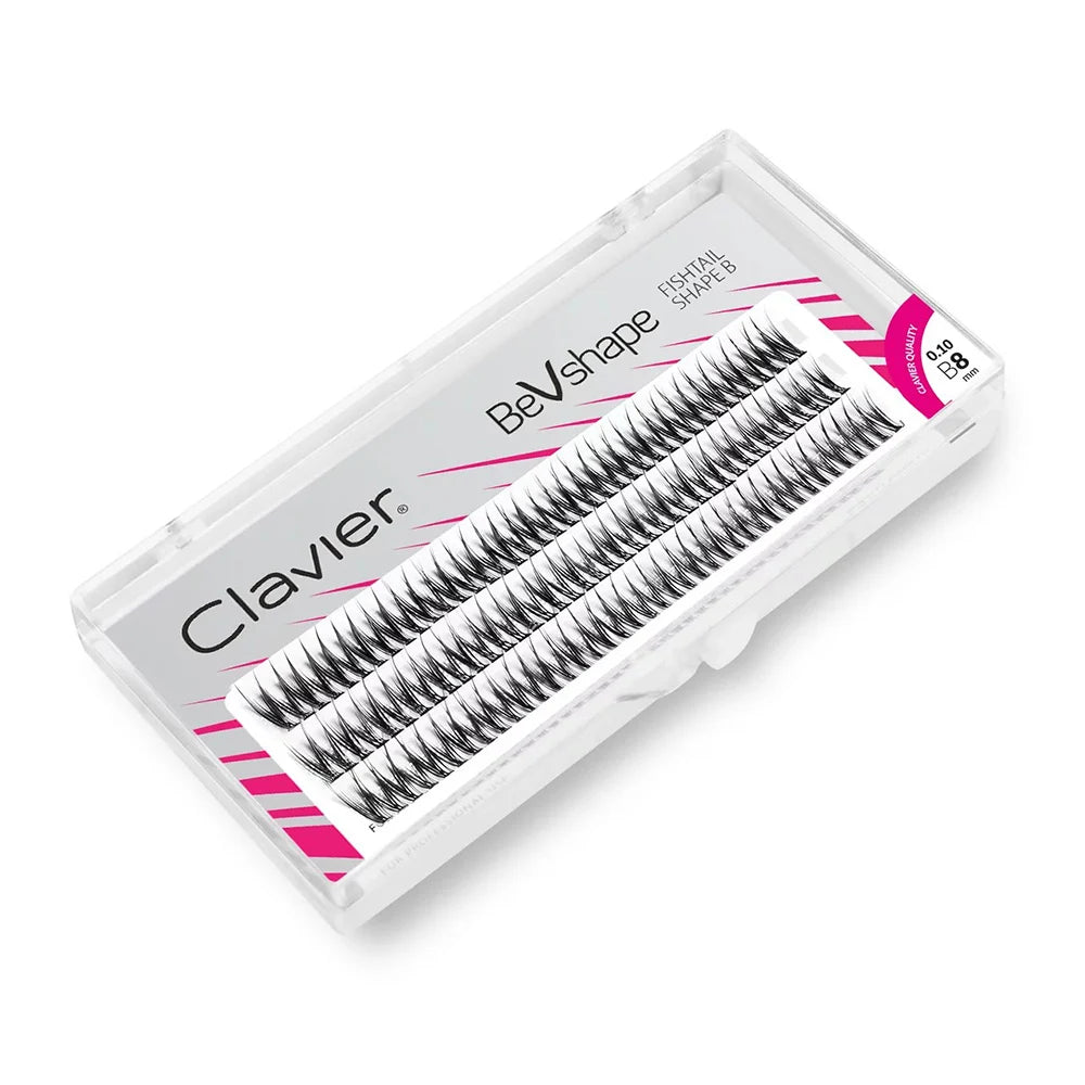 Clavier Natural Cluster Eyelash BeVshape Fishtail Shape B Curling Lash 10D Silk Soft Eyelashes Professional Makeup Tools