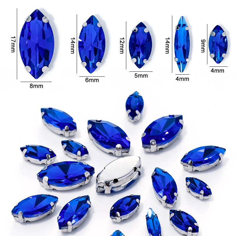 DUCrystal 50pcs/pack Mix Size Glass Crystal Sew On Rhinestones Flatback Rhinestones for Clothes Crafts Sewing Beads Decorations