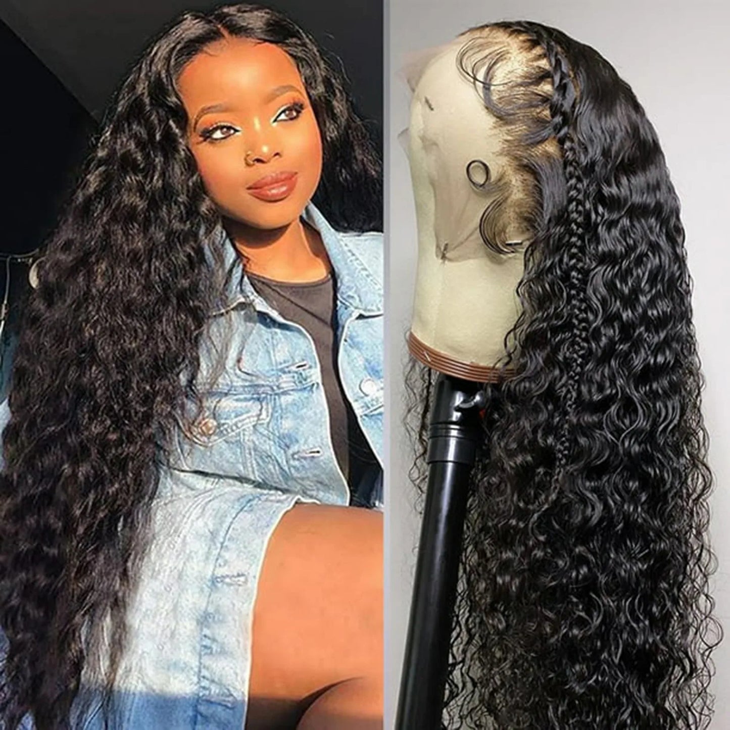 Lace Front Wigs Human Hair Water Wave Lace Front Wig Transparent Lace Frontal Human Hair Wig For Black Women Wet Wigs Human Hair