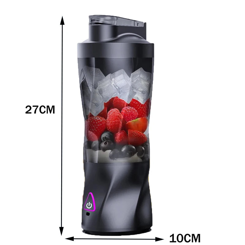 Portable Blender Cordless Self-Cleaning Mini Blender with Lid Silent Mini Travel Blender with Stainless Steel Blades USB Charge