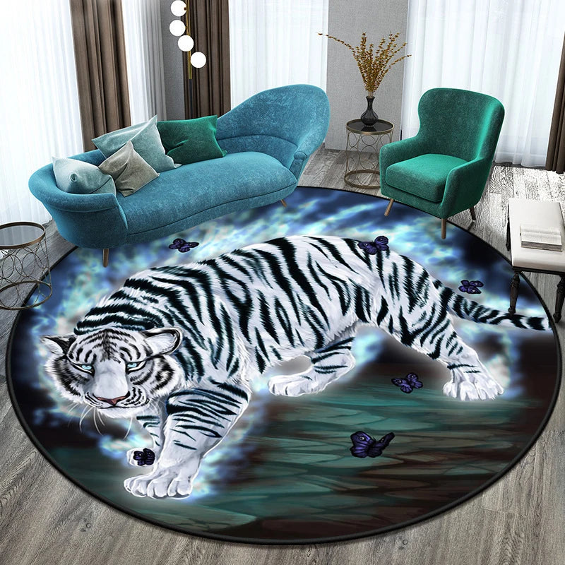 Tiger Round Rug Floor Mats Living Room Rugs Kids  Decor Gifts Restroom     Prayer  Area