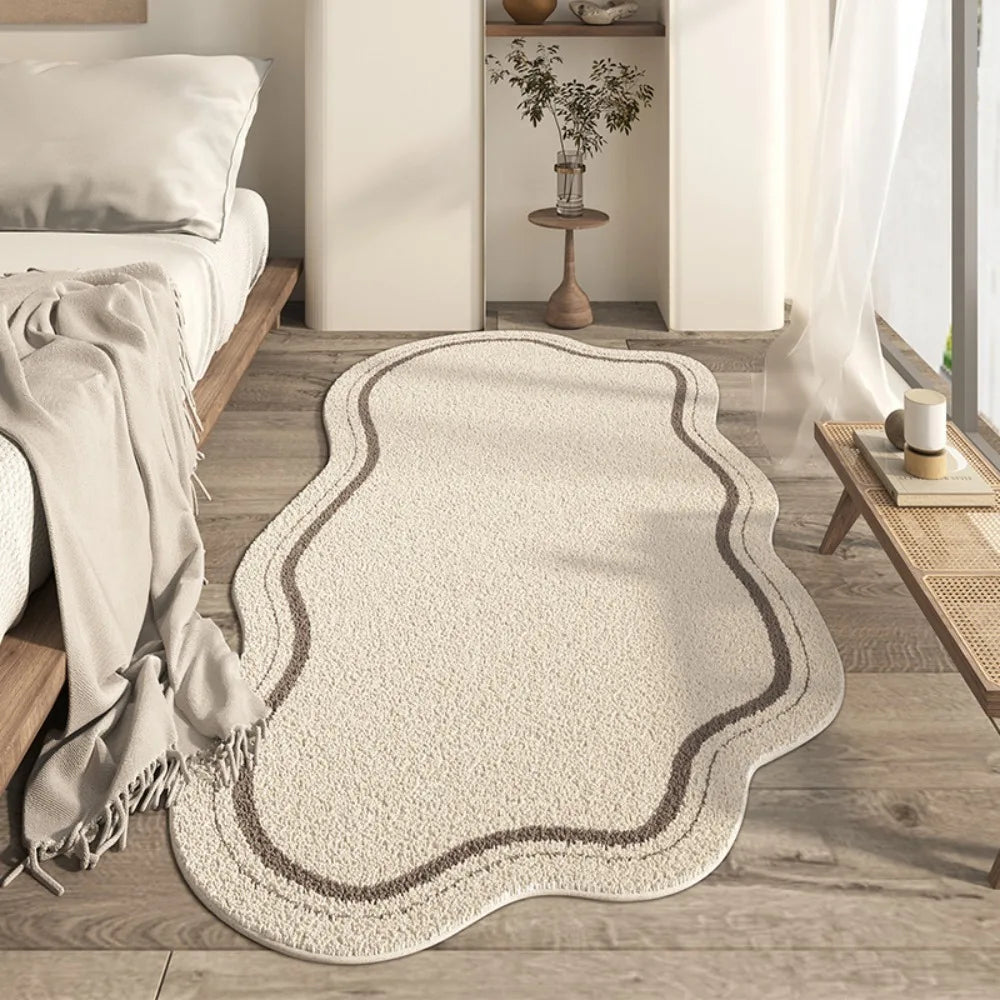 Comfortable Cream Style Bedroom Rug Soft Absorbent Bedside Carpet Minimalist Non-Slip Area Rugs Bedroom
