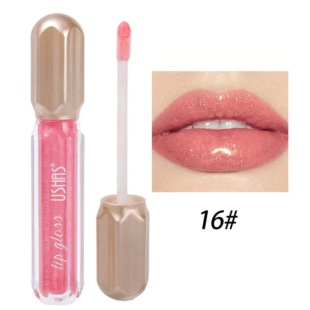 Glitter Pearlescent Lip Gloss Moisturizing Lasting Non-Stick Cup Sexy Shimmer Shine Red Liquid Lipsticks Women Makeup Cosmetics