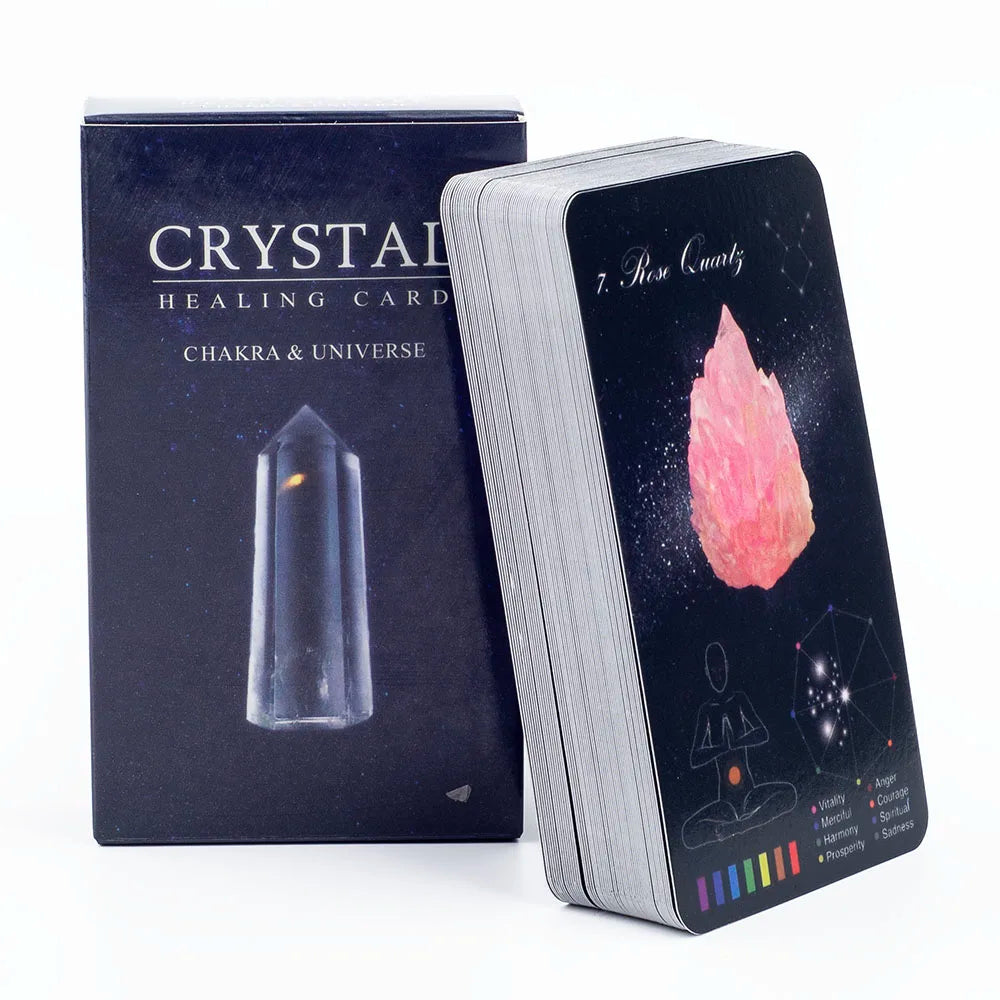 Crystals Healing Cards English Version 60-Card Deck with PDF Guidebook 48 Crystal & 12 Zodiac Cards Board Game for Party