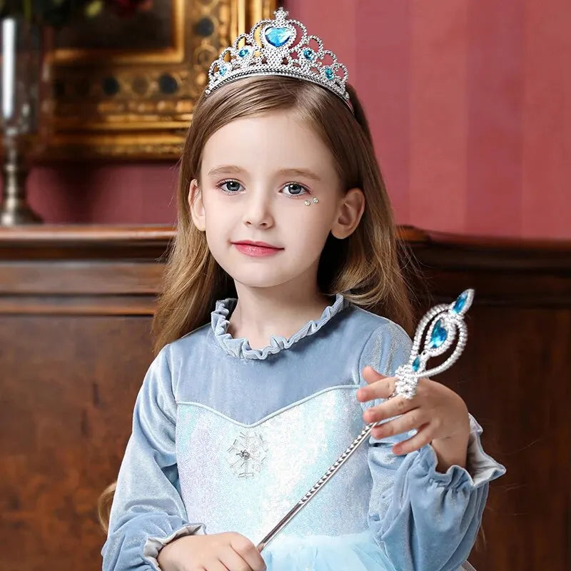 Elsa Baby Accessories Crown Magic Wand Gloves Hair Accessories Halloween Carnival Party Costume Cosplay Accessories