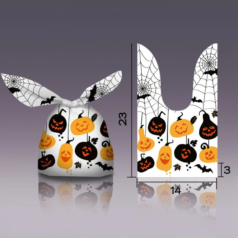 10/20pcs Halloween Candy Bags Rabbit Ear Plastic Bag For Kids Gift Biscuits Cookies Dessert DIY Packaging Supplies Baking Decor