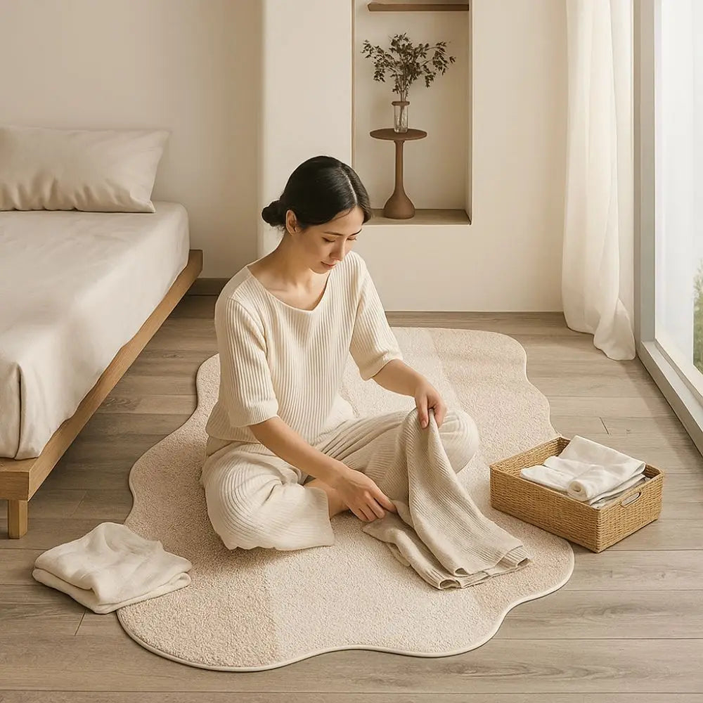 Comfortable Cream Style Bedroom Rug Soft Absorbent Bedside Carpet Minimalist Non-Slip Area Rugs Bedroom