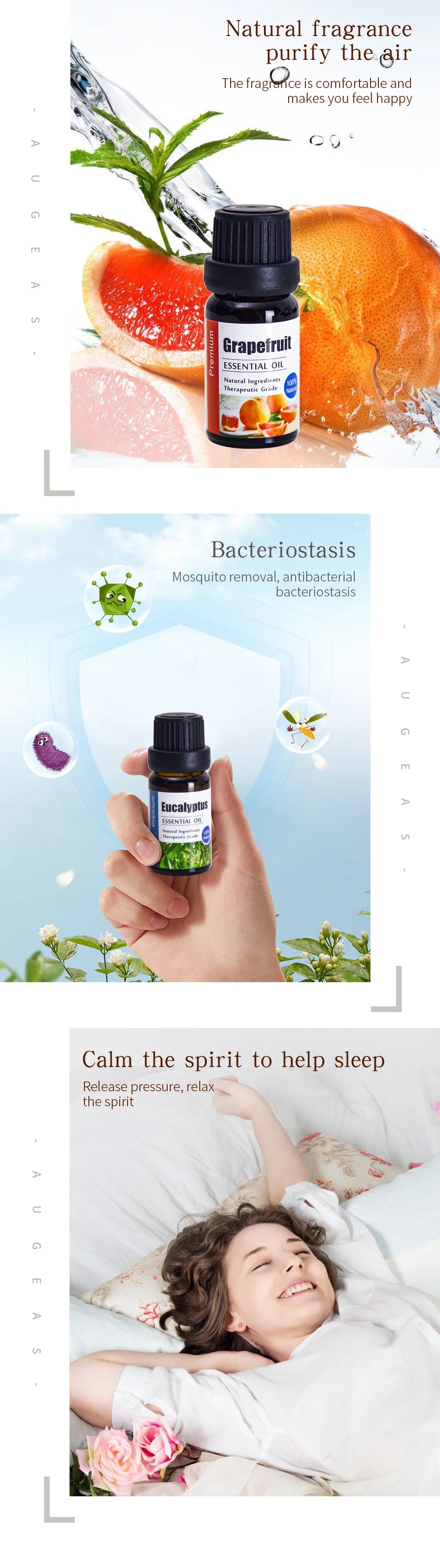 ERBOLO 10ml Pure Nature Plant Essential Oil Plant-derived Essential Oil for Humidifier Diffuser/Diy Candle/Yoga/Massage Etc.