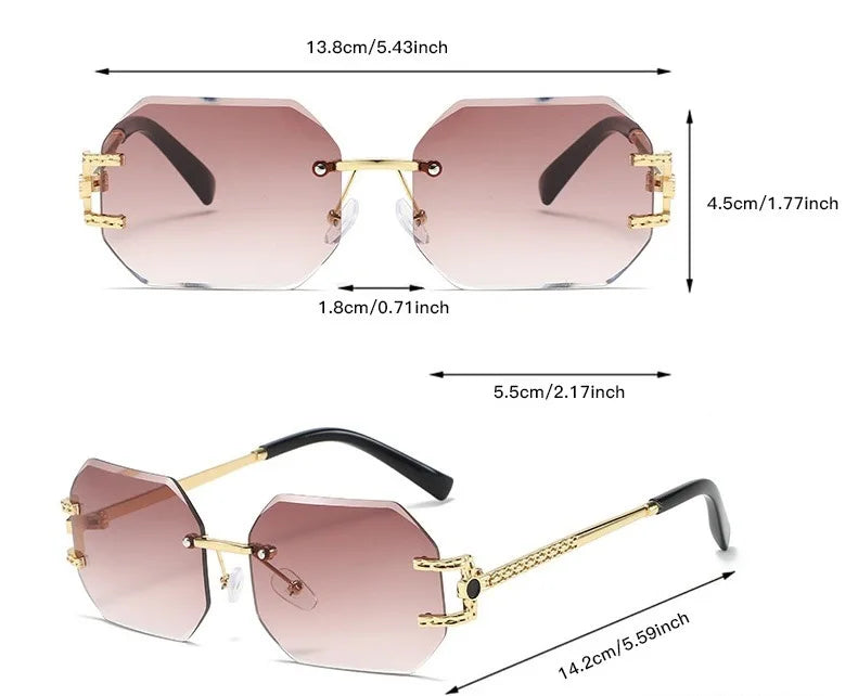 New in Rimless Sunglasses Women 2025 Trendy Fashion Glasses Sunscreen Shades Luxe Femme Lentes De Sol Mujer Lunette Soleil Femme