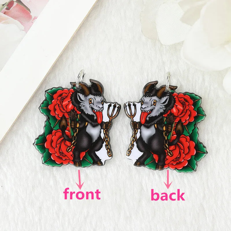 8Pcs Halloween Charms Creative Acrylic  OUIJA Sheep Pendant For Keychain Necklace Jewelry Diy Making