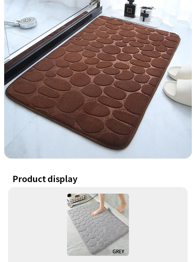 Pebble embossed bath blanket, memory foam absorbent floor mat, bathroom floor mat, anti-skid door blanket, indoor floor mat