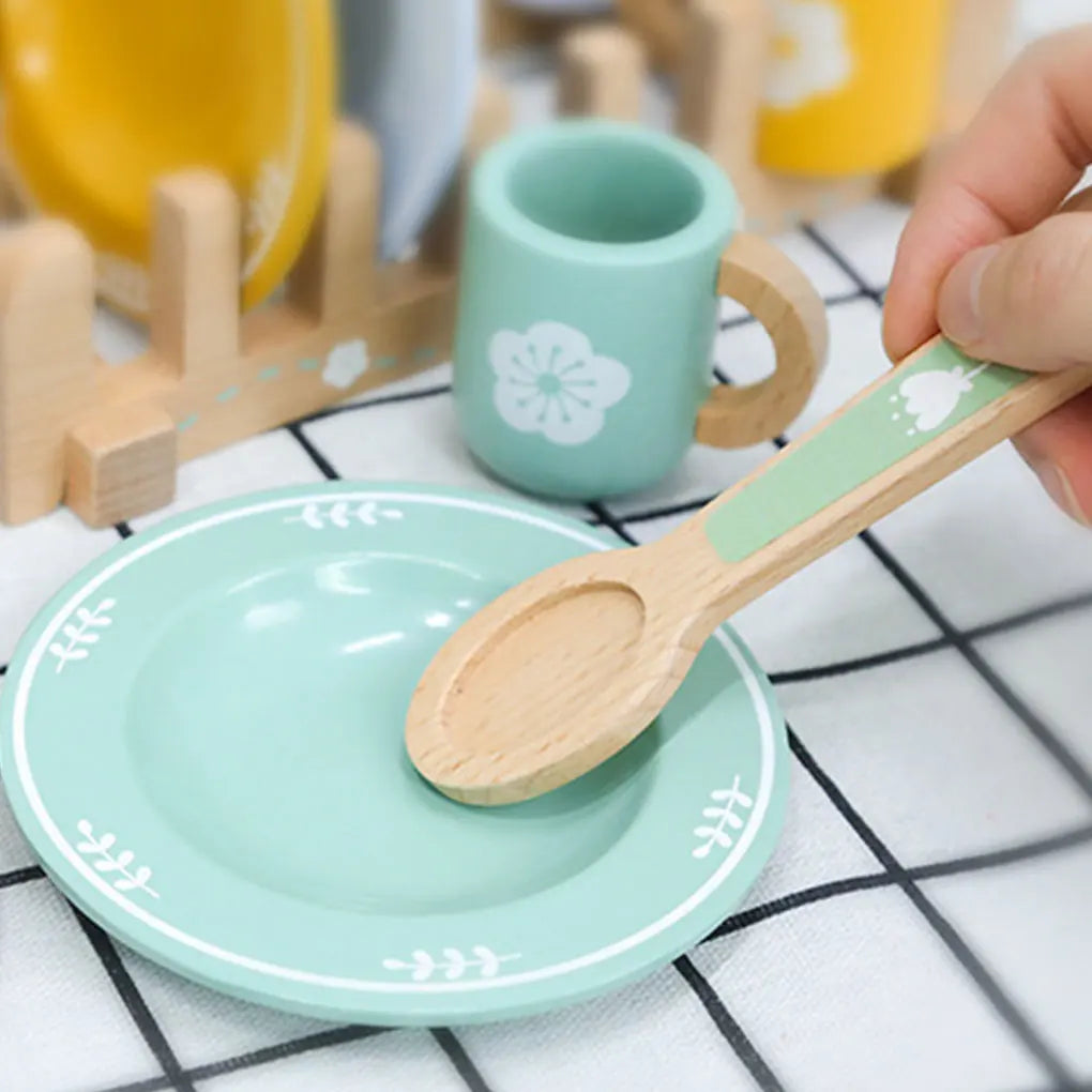 Wooden Toys Play House Tableware Sets for Kids Kitchen Role Play Montessori Play Plates Dishes Play Kitchen Accessories Gifts
