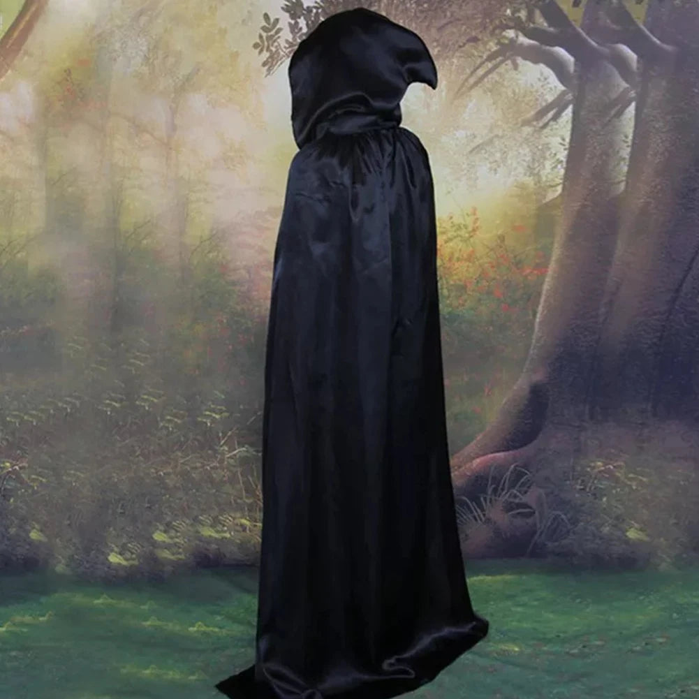 Black Vampire Cloak Cosplay Costume Halloween Hooded Cloak Cape Robe Adult Cosplay Anime Figures Halloween Costume Party Decor