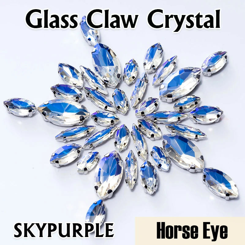 DUCrystal 50pcs/pack Mix Size Glass Crystal Sew On Rhinestones Flatback Rhinestones for Clothes Crafts Sewing Beads Decorations