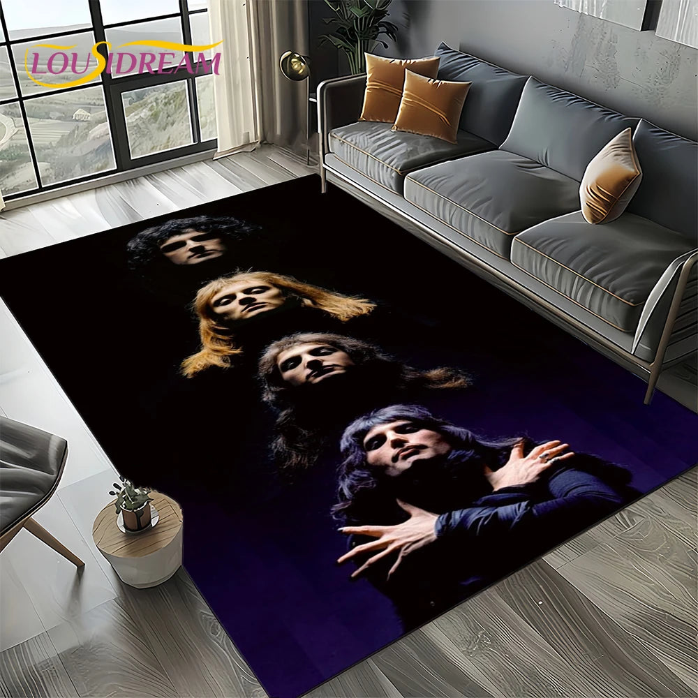 2025 Classics Queen-Rock-Band Freddie Carpet Rug for Living Room Bedroom Home Sofa Decoration,Kid Area Rug Non-slip Floor Mat