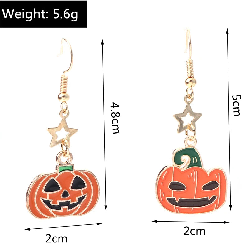 Aihua Fashion Halloween Earrings Enamel Ghost Skeleton Pumpkin Bat Spider Earrings For Women Halloween Night Party Jewelry Gifts